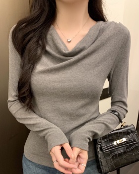 Long sleeve screw thread T-shirt spring tops