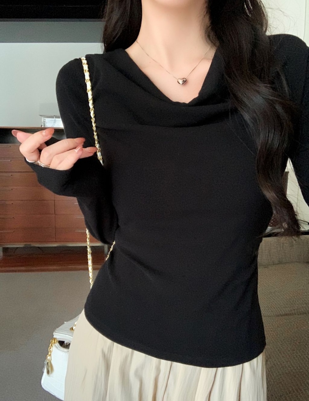 Long sleeve screw thread T-shirt spring tops