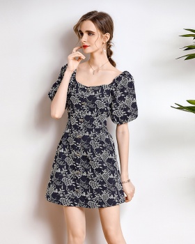 Puff sleeve slim summer temperament dress for women