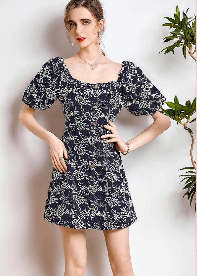 Puff sleeve slim summer temperament dress for women