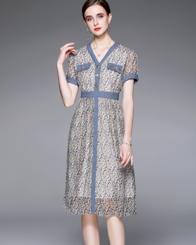 Denim show young Western style chiffon summer dress