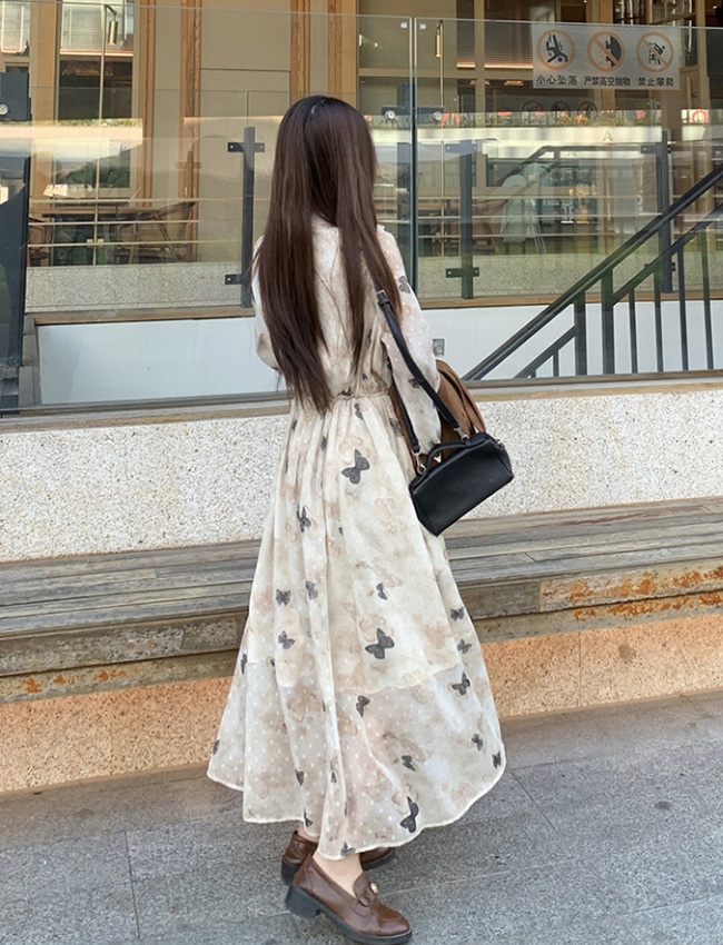 Slim suede spring and summer long dress 2pcs set