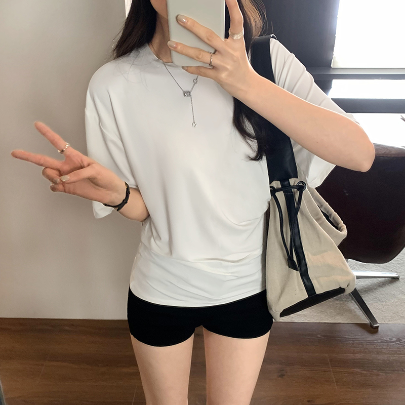 Short sleeve tops Cover belly T-shirt for women