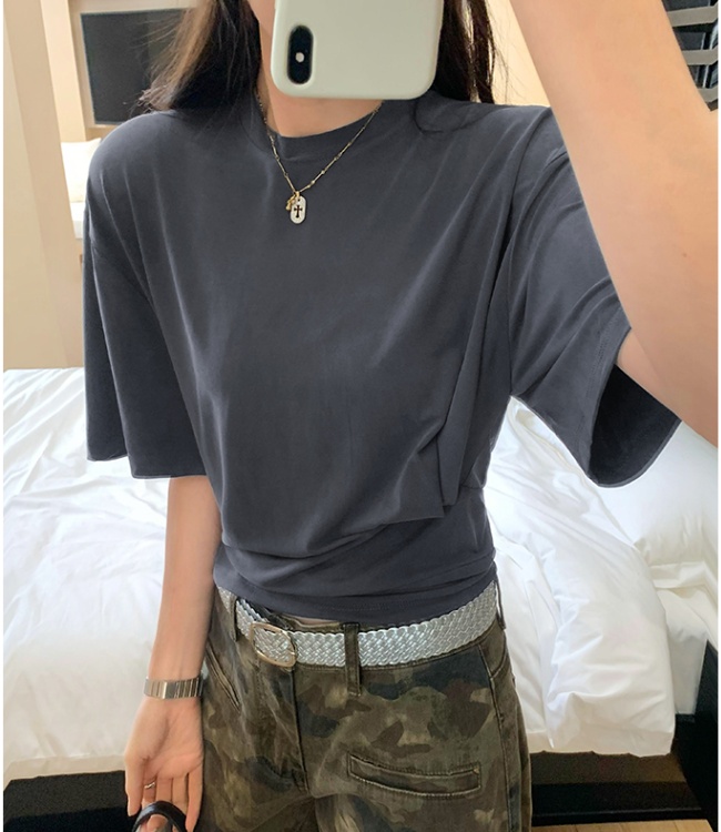 Short sleeve tops Cover belly T-shirt for women