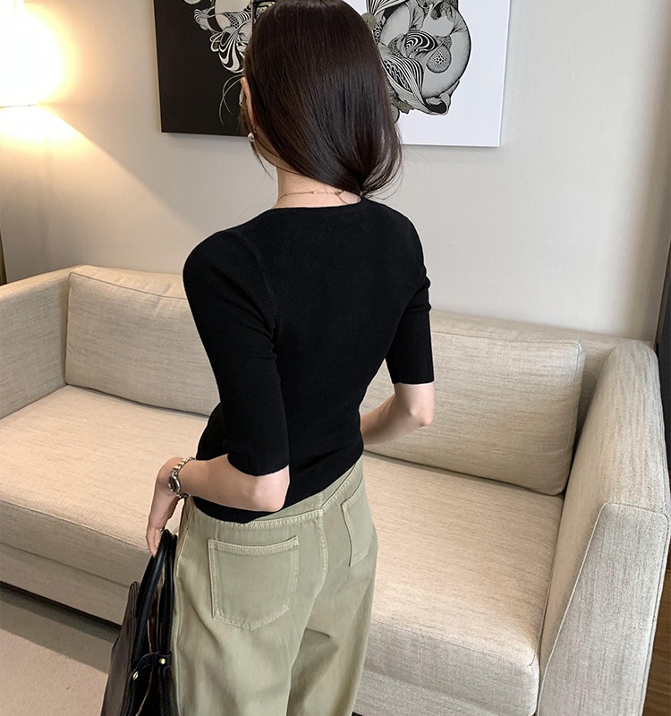 Wool V-neck bottoming shirt unique sweater for women