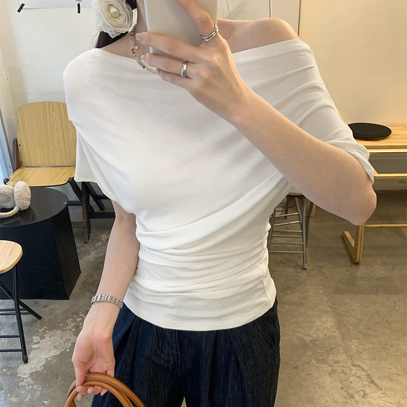 Summer chouzhe tops pinched waist T-shirt for women