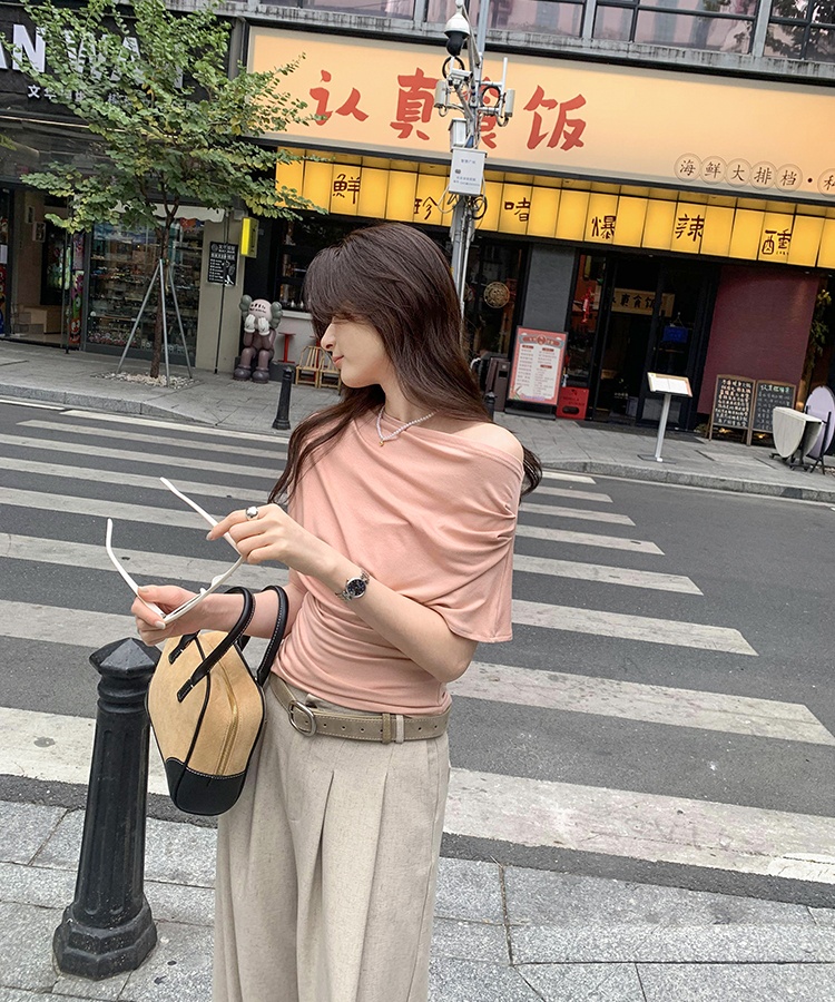 Summer chouzhe tops pinched waist T-shirt for women