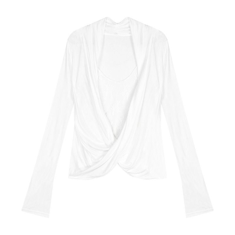 Long sleeve enticement T-shirt Pseudo-two modal tops