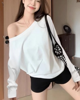 Strapless pure T-shirt sloping shoulder tops for women