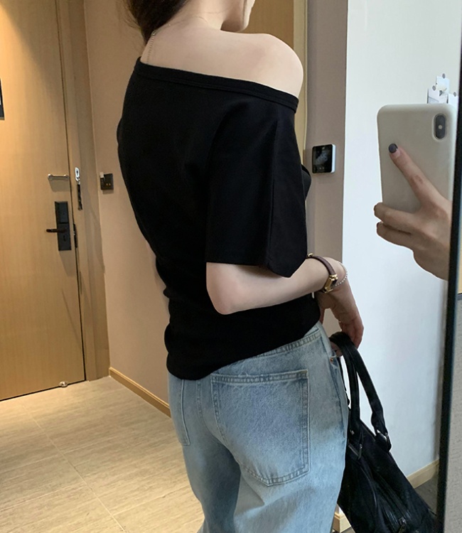 Summer strapless T-shirt pocket short sleeve tops for women