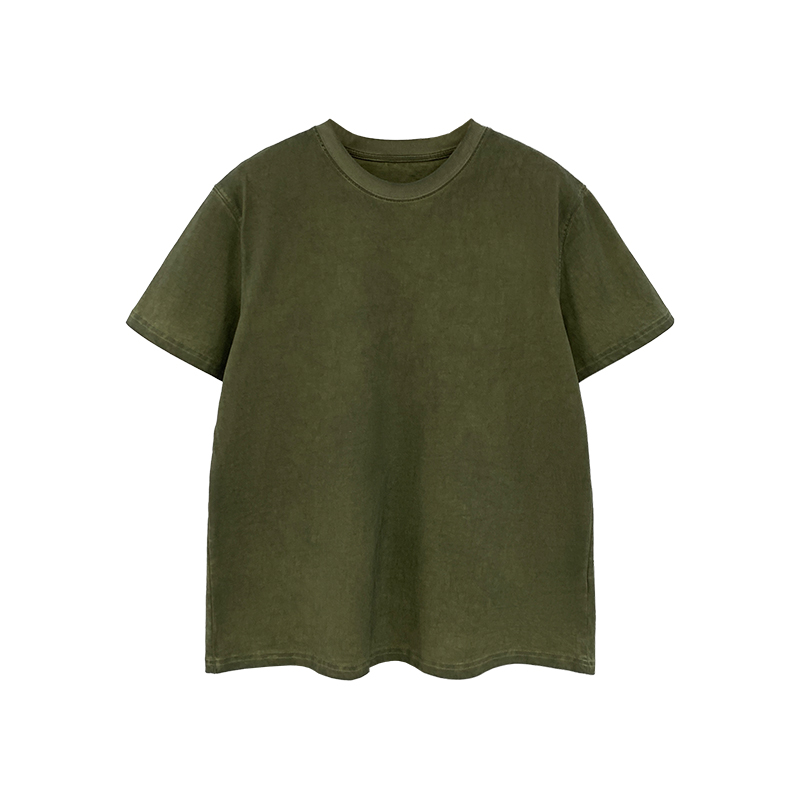 Niche short sleeve green T-shirt retro loose tops for women