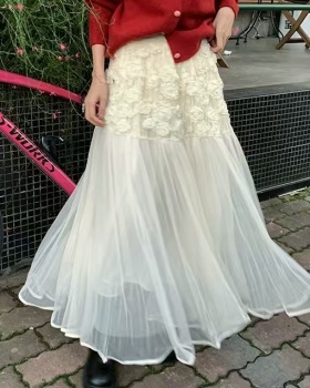 Irregular white long autumn and winter skirt