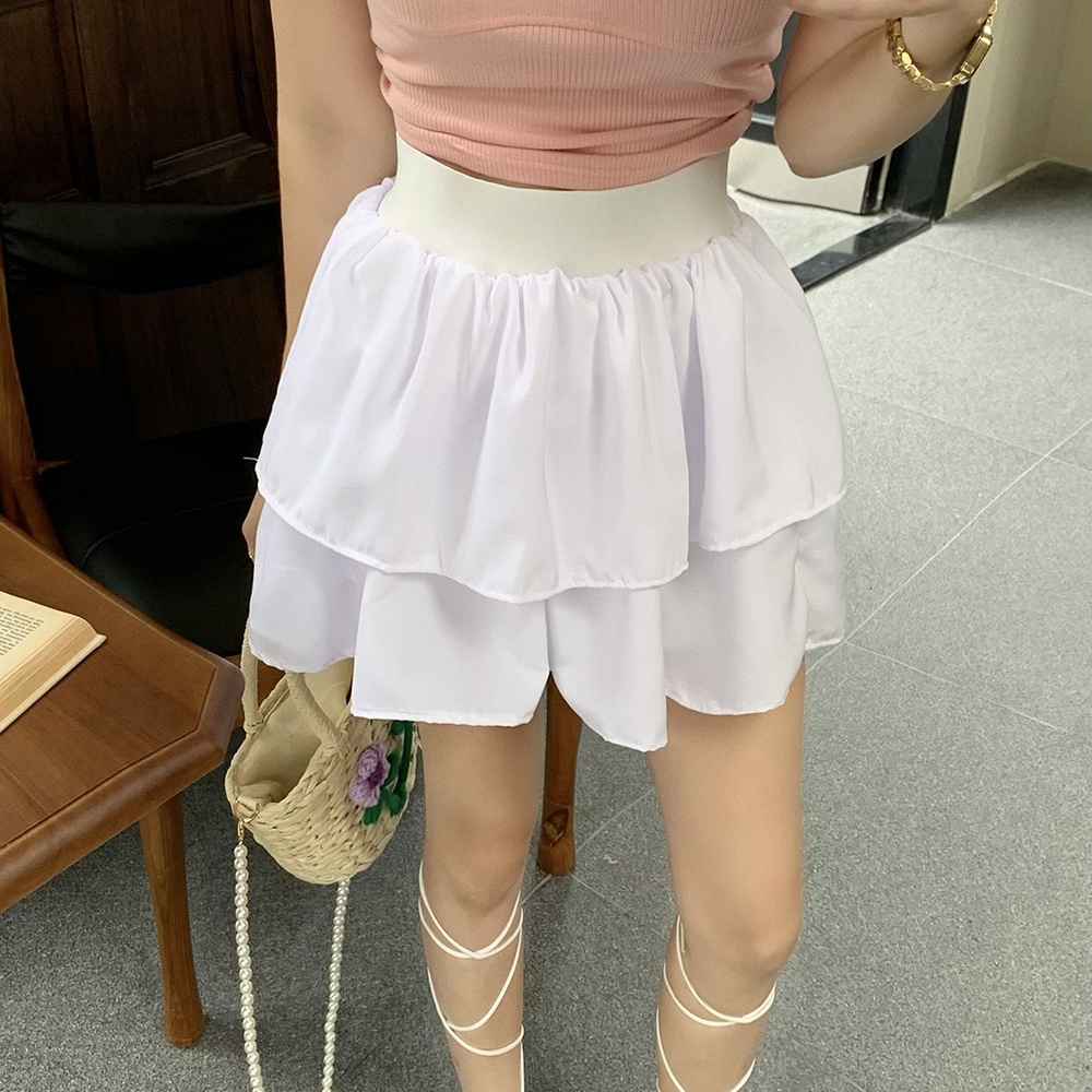 High waist slim lotus leaf edges puff skirt sweet cake skirt