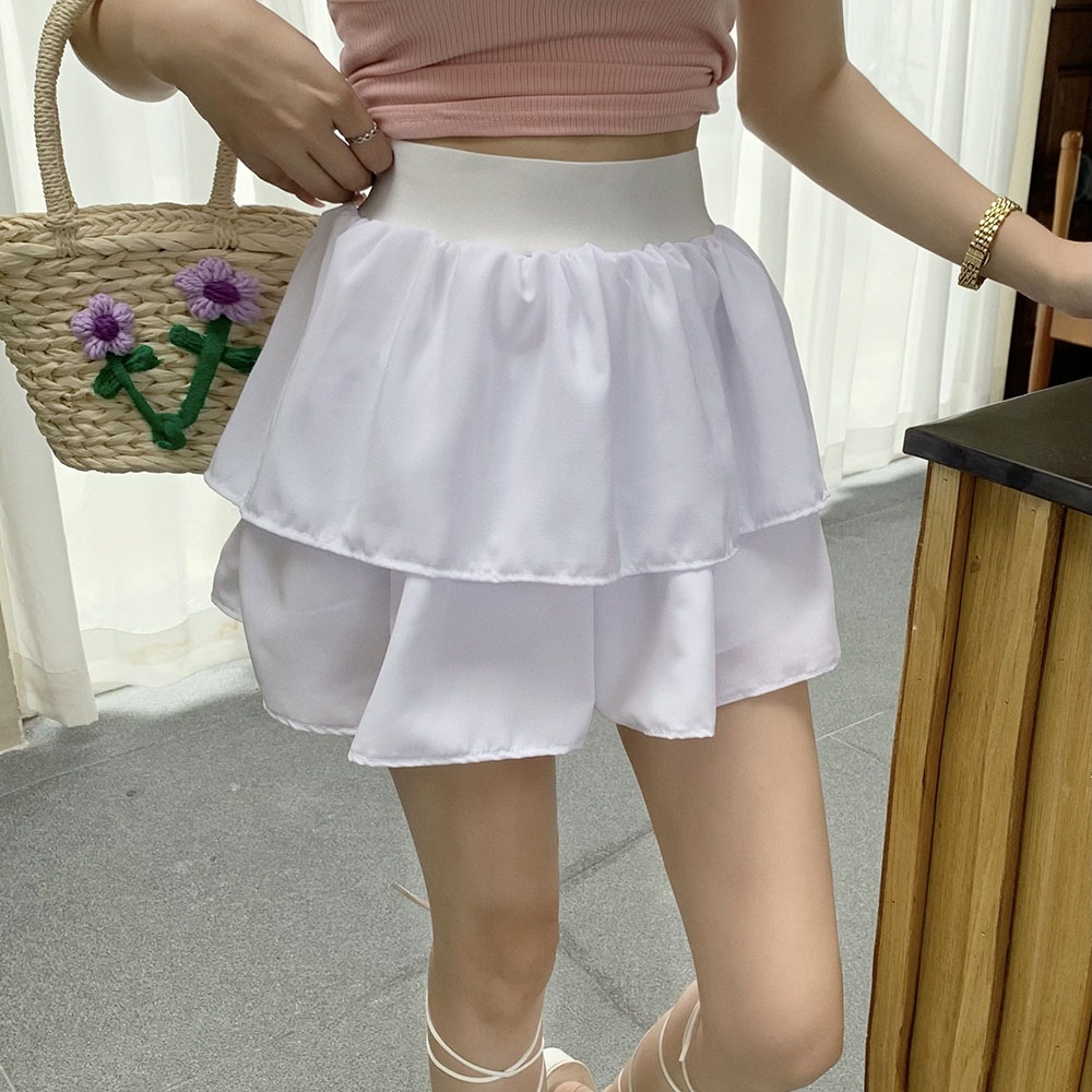 High waist slim lotus leaf edges puff skirt sweet cake skirt