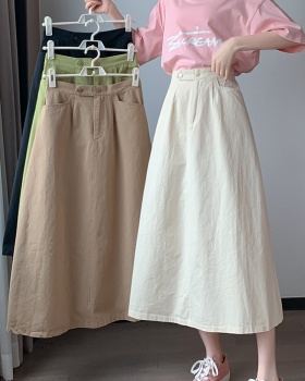 Apple-green A-line skirt long spring work clothing