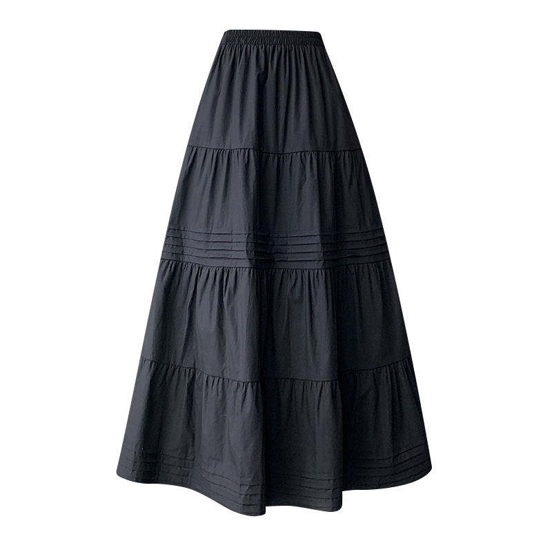 Long A-line spring crimp splice Korean style slim skirt