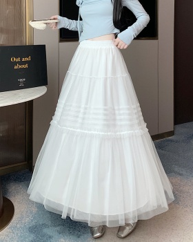 Spring crimp romantic long splice big skirt gauze skirt