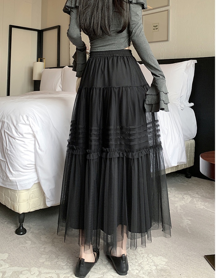 Spring crimp romantic long splice big skirt gauze skirt