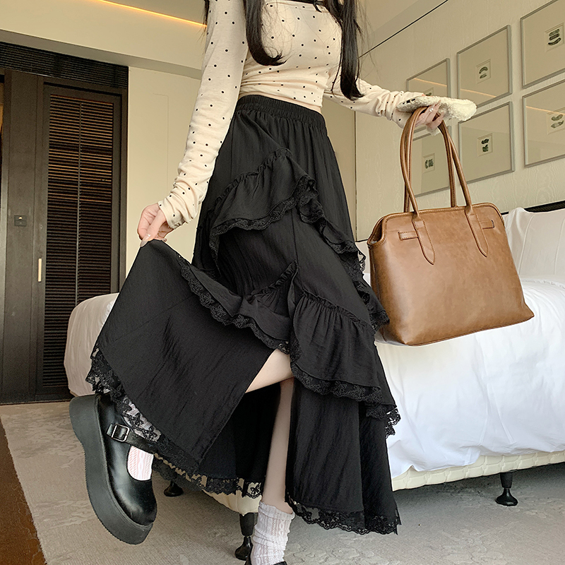 A-line slim lace big skirt spring and summer skirt