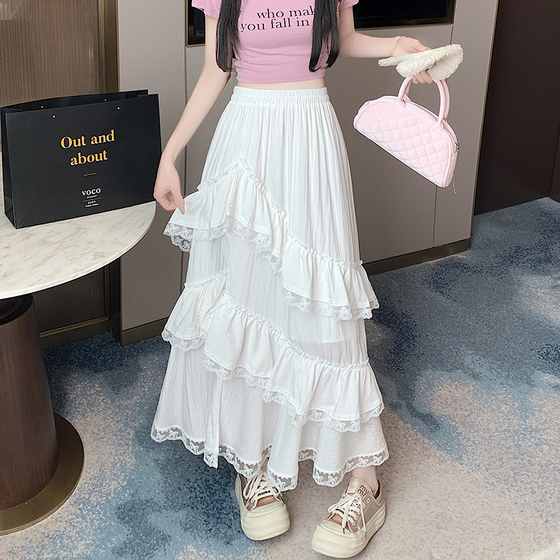 A-line slim lace big skirt spring and summer skirt