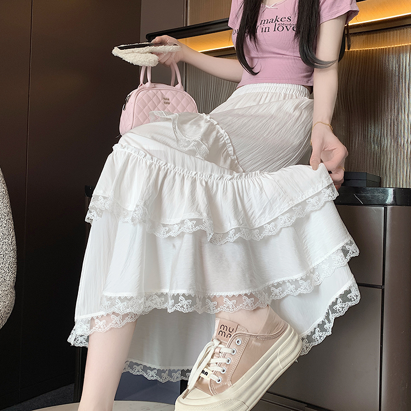 A-line slim lace big skirt spring and summer skirt