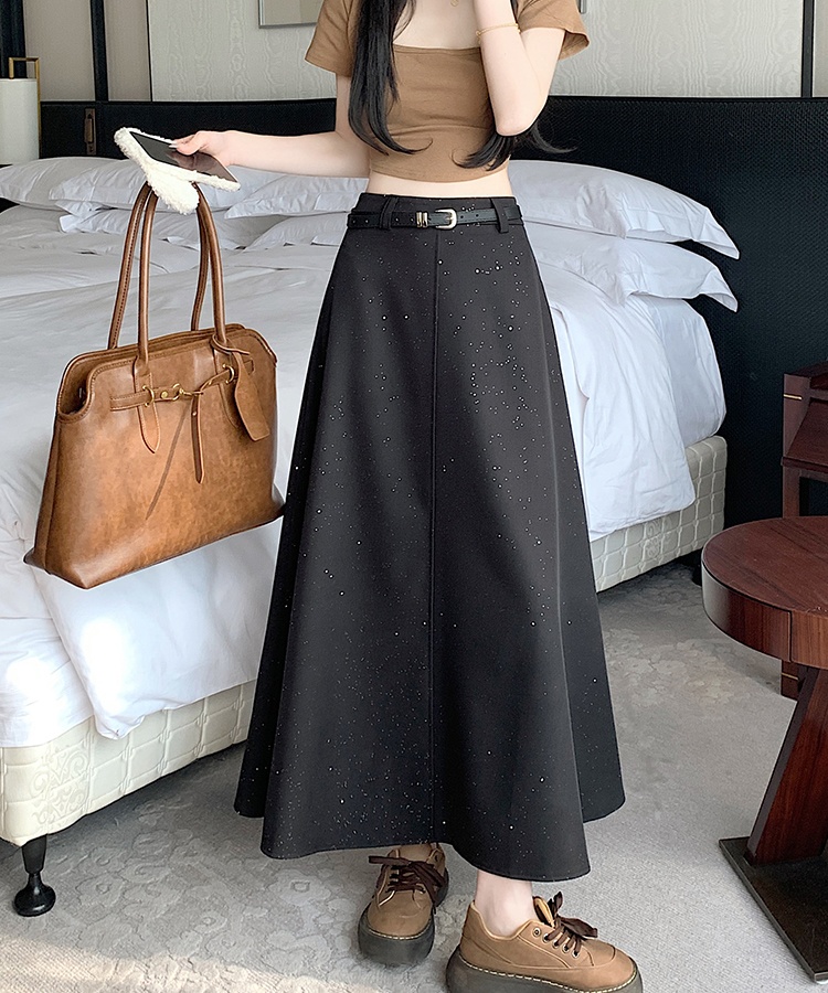 Spring and summer A-line long business suit glitter slim skirt