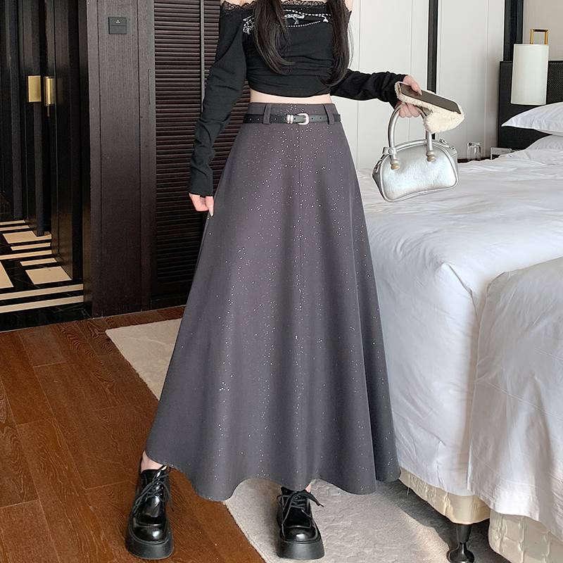 Spring and summer A-line long business suit glitter slim skirt