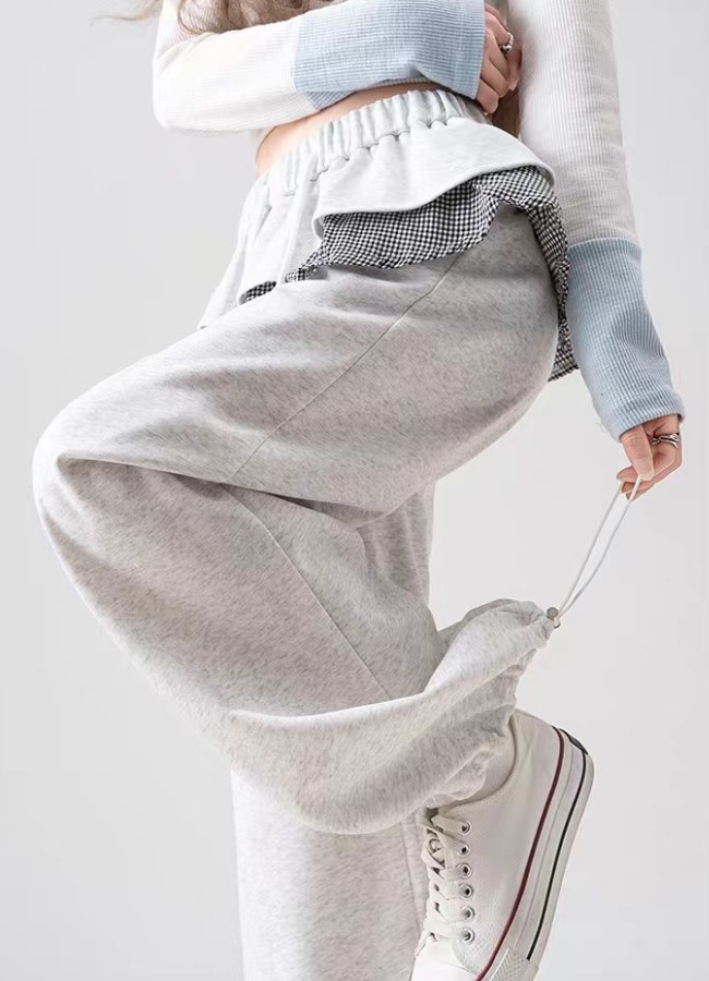 Slim wide leg pants drawstring sweatpants for women