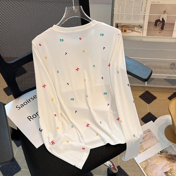 Long sleeve niche white T-shirt slim spring bottoming tops