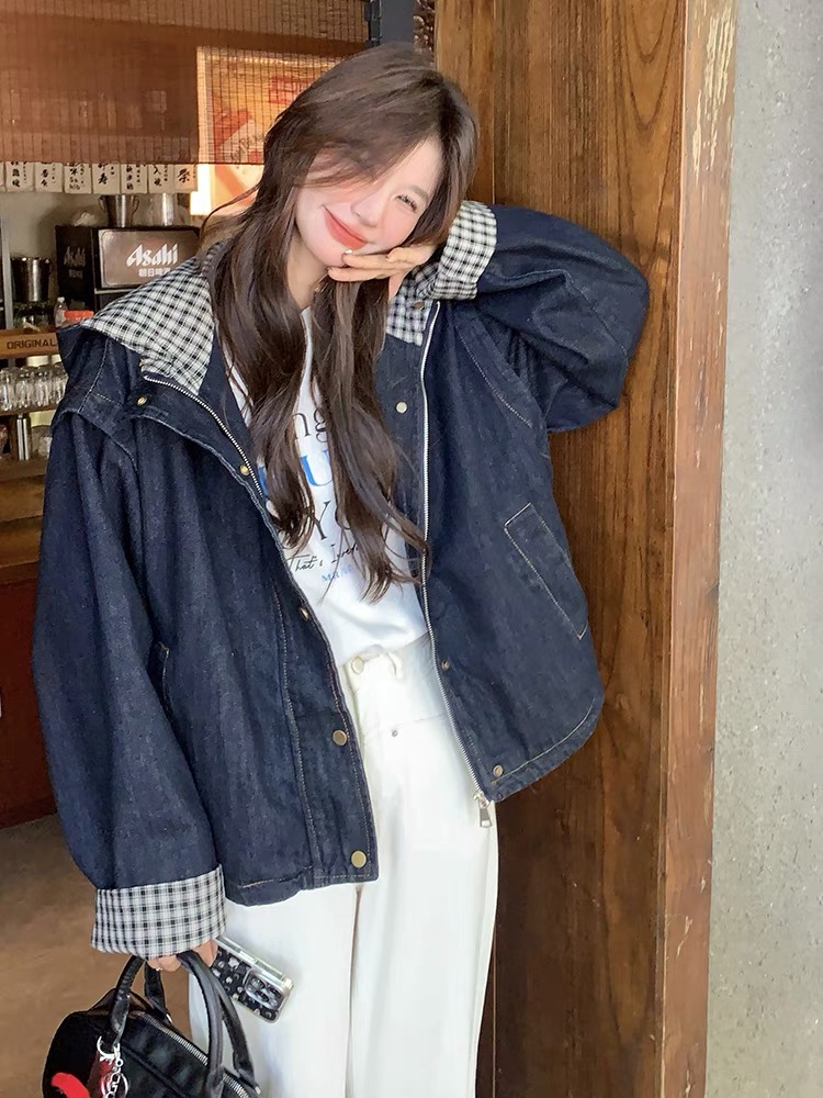 Casual Korean style blue coat all-match spring tops