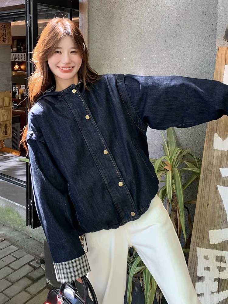 Casual Korean style blue coat all-match spring tops