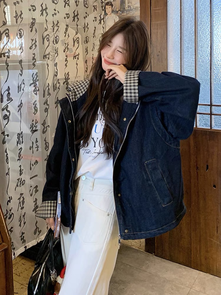 Casual Korean style blue coat all-match spring tops