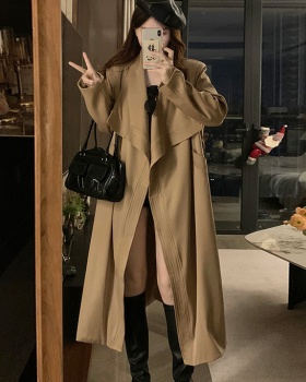 Bandage British style coat loose overcoat for women