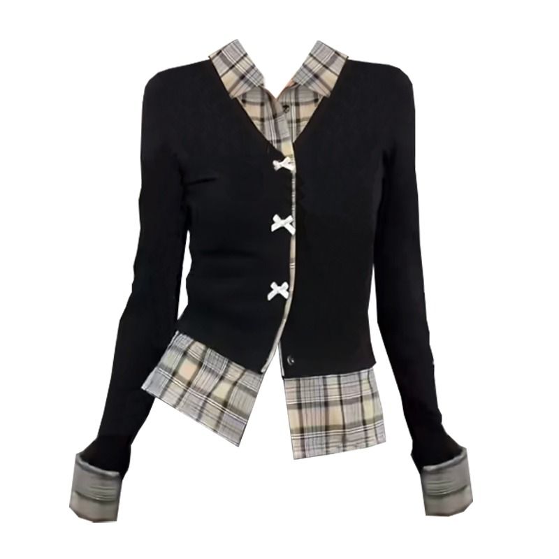 Knitted pinched waist tops slim cardigan for women