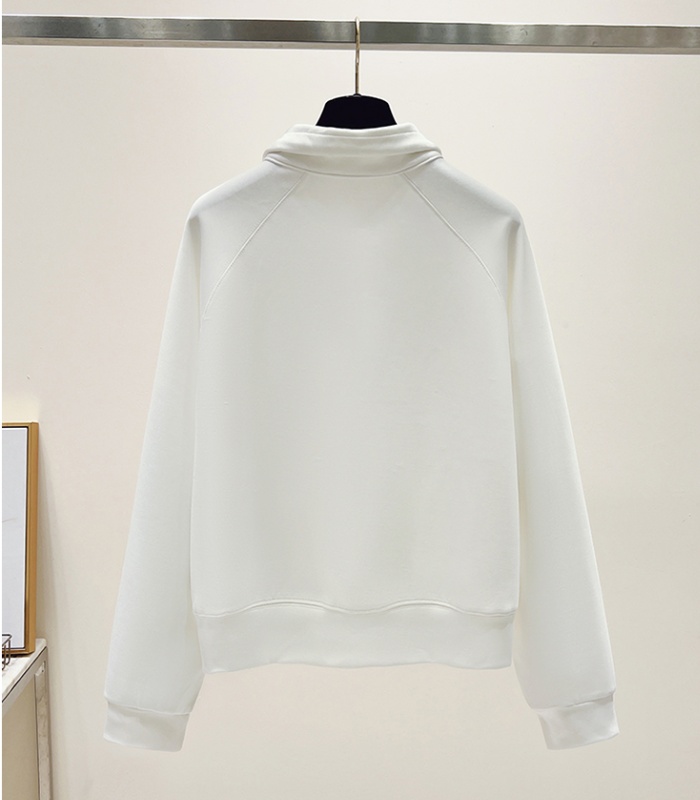 Pullover half zip hoodie lapel lazy tops