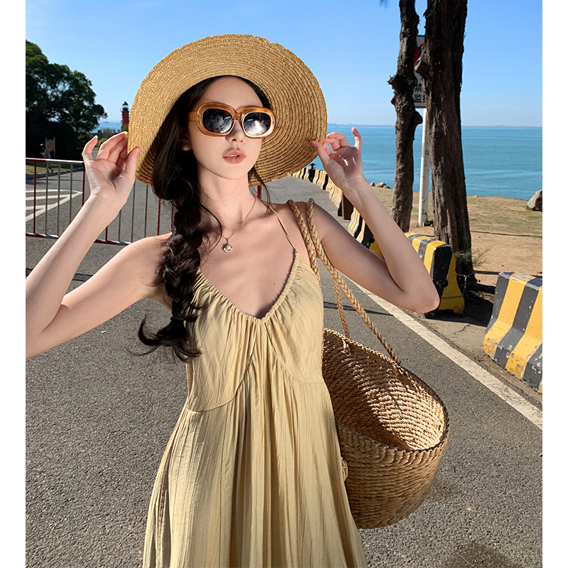 Pure beauty long pants summer sling jumpsuit