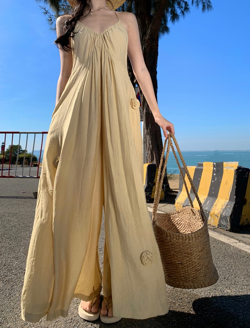 Pure beauty long pants summer sling jumpsuit