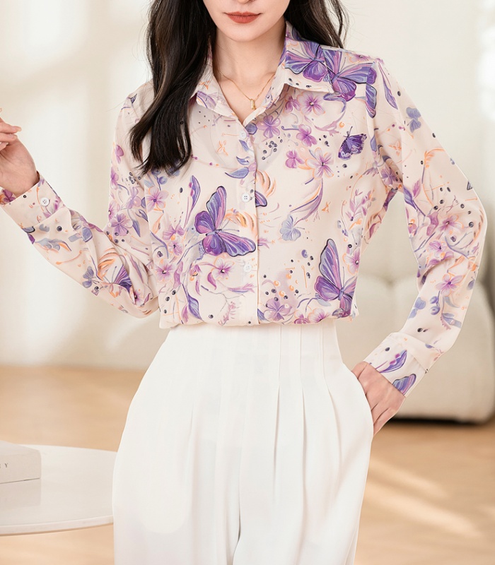 Printing long sleeve tops non-ironing pendant shirt