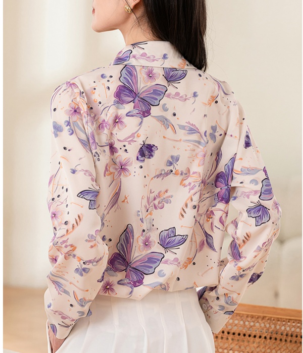 Printing long sleeve tops non-ironing pendant shirt