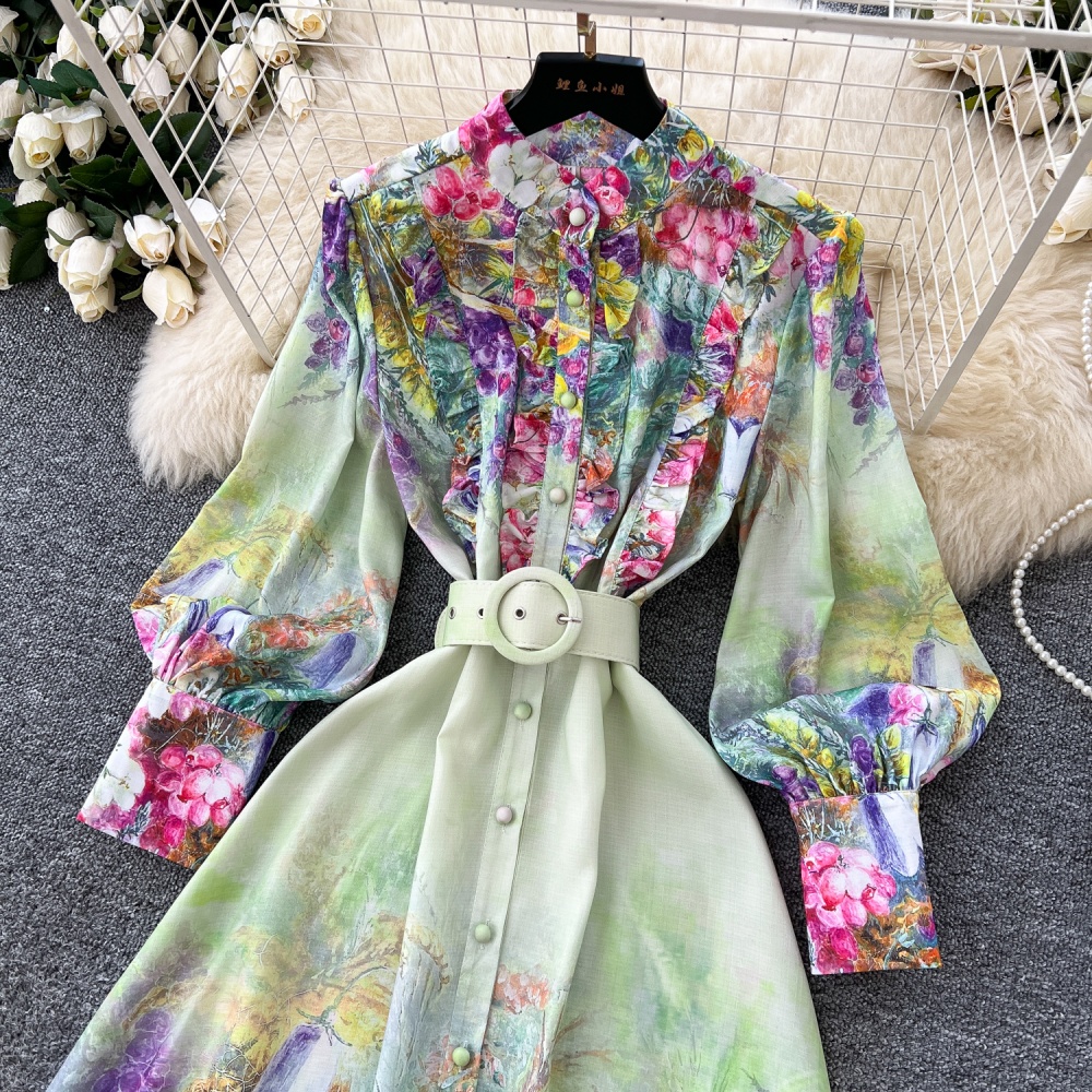 France style wood ear long dress vacation dress for women