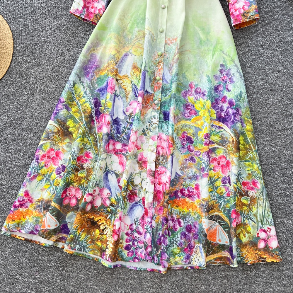 France style wood ear long dress vacation dress for women