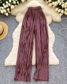 Straight summer Casual wide leg pants pleated mopping pants