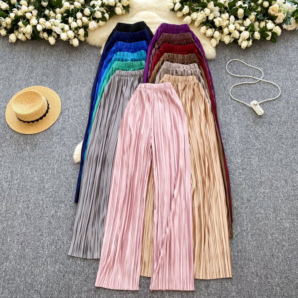 Straight summer Casual wide leg pants pleated mopping pants