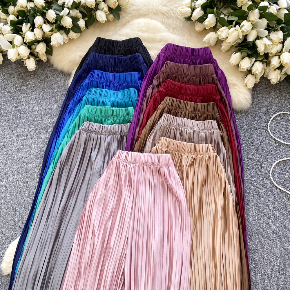 Straight summer Casual wide leg pants pleated mopping pants