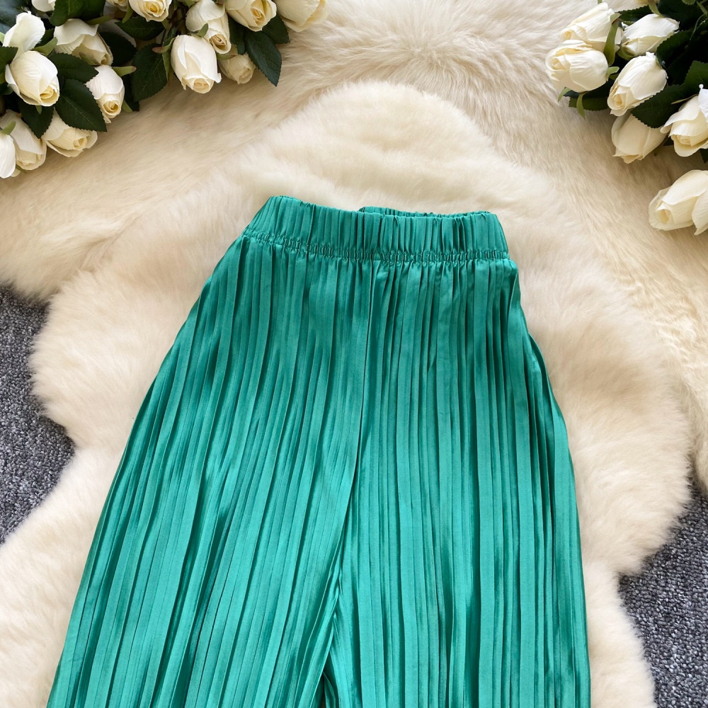 Straight summer Casual wide leg pants pleated mopping pants