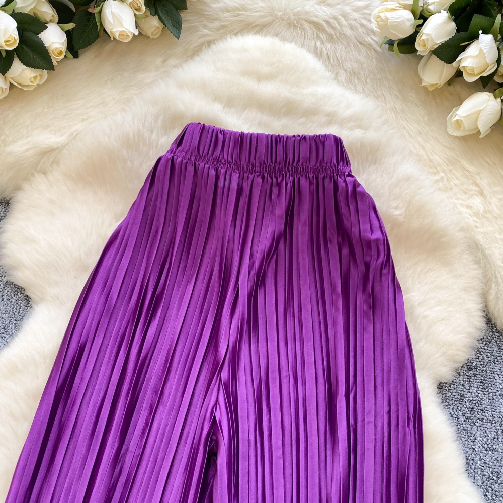 Straight summer Casual wide leg pants pleated mopping pants