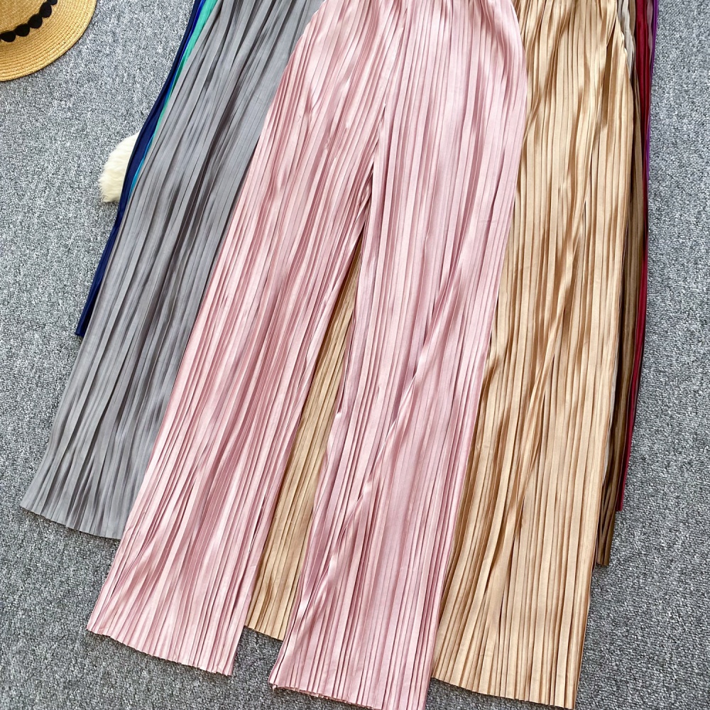 Straight summer Casual wide leg pants pleated mopping pants