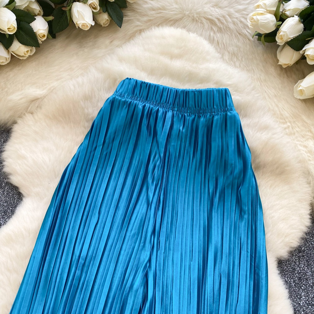 Straight summer Casual wide leg pants pleated mopping pants