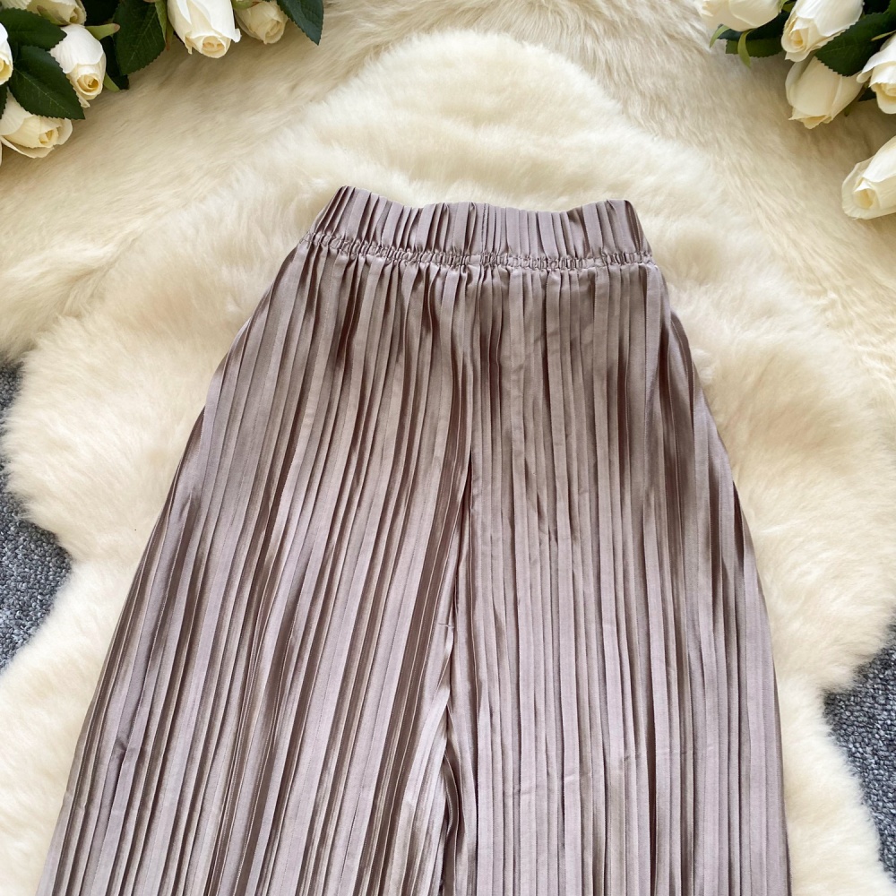 Straight summer Casual wide leg pants pleated mopping pants