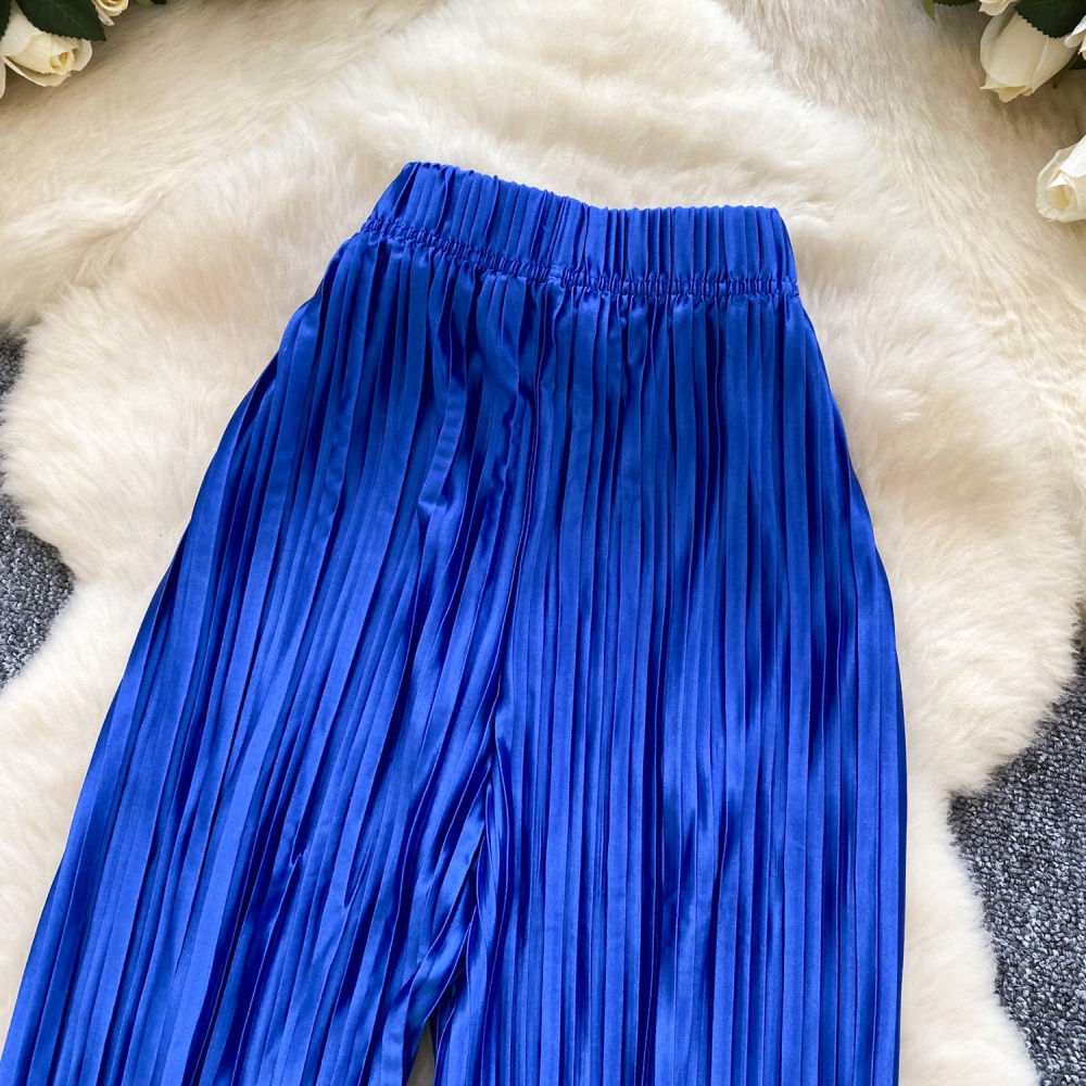 Straight summer Casual wide leg pants pleated mopping pants